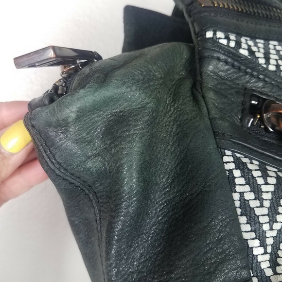 Botkier Trigger Leather Studded Chevron Handbag Black White - Picture 4 of 6